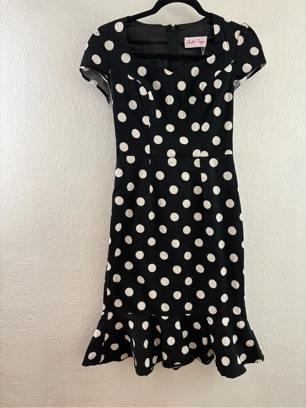 Belle Poque polka dot dress features a distinctive ruffled mermaid hem  size 2 - Picture 2 of 7